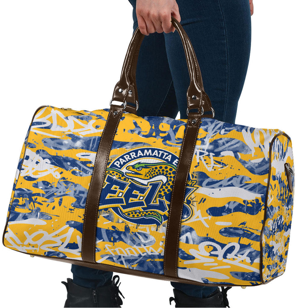 Parramatta Eels Rugby Travel Bag Graffiti Typography Urban Camo Abstract Street Style