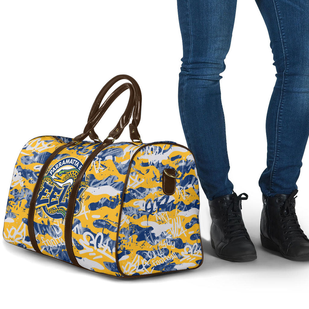 Parramatta Eels Rugby Travel Bag Graffiti Typography Urban Camo Abstract Street Style