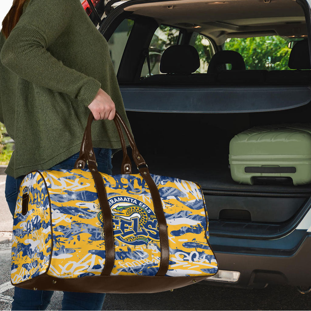 Parramatta Eels Rugby Travel Bag Graffiti Typography Urban Camo Abstract Street Style