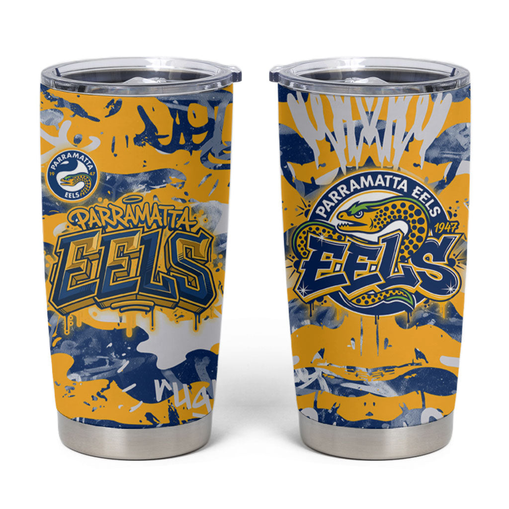 Parramatta Eels Rugby Tumbler Cup Graffiti Typography Urban Camo Abstract Street Style
