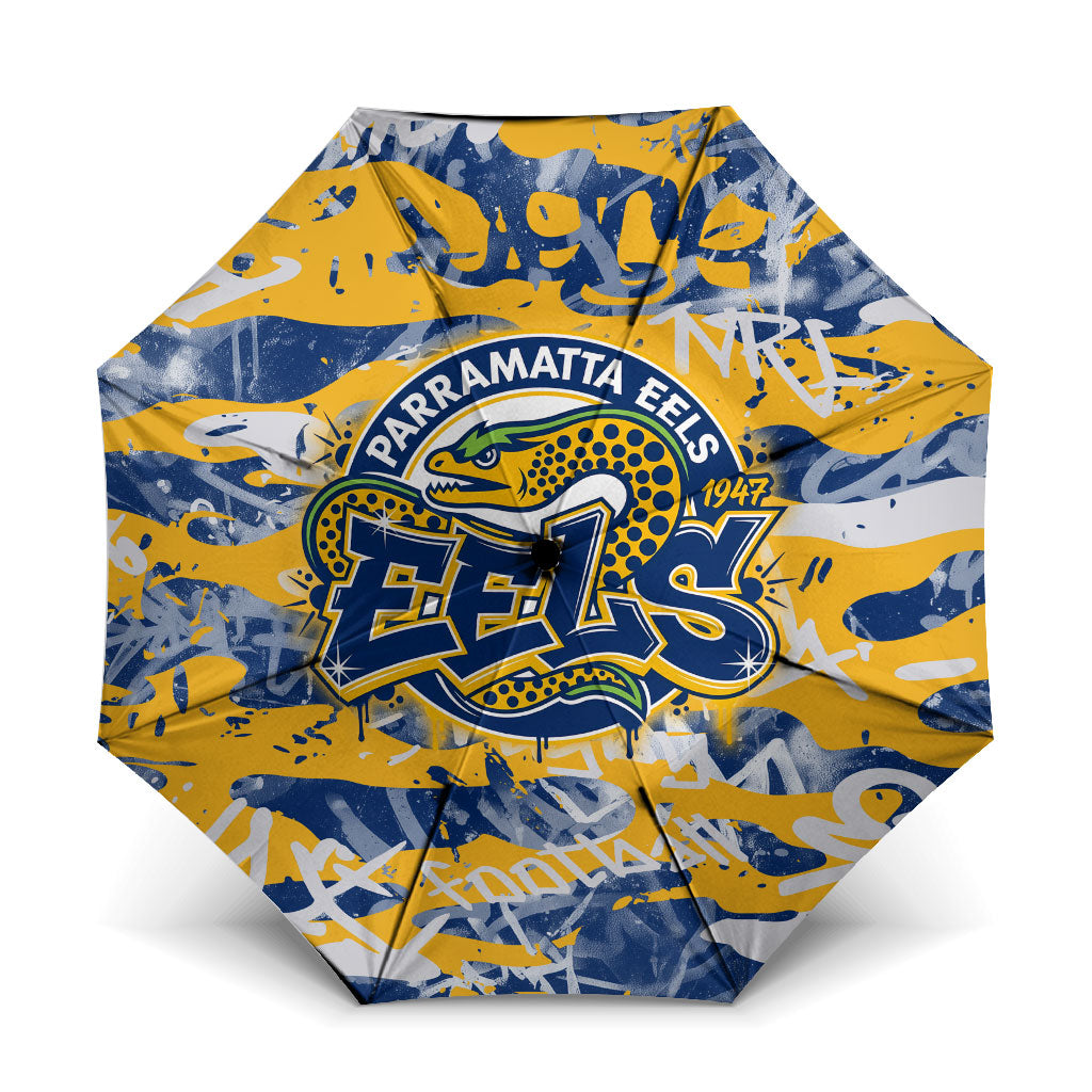Parramatta Eels Rugby Umbrella Graffiti Typography Urban Camo Abstract Street Style