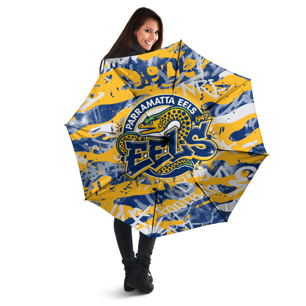 Parramatta Eels Rugby Umbrella Graffiti Typography Urban Camo Abstract Street Style