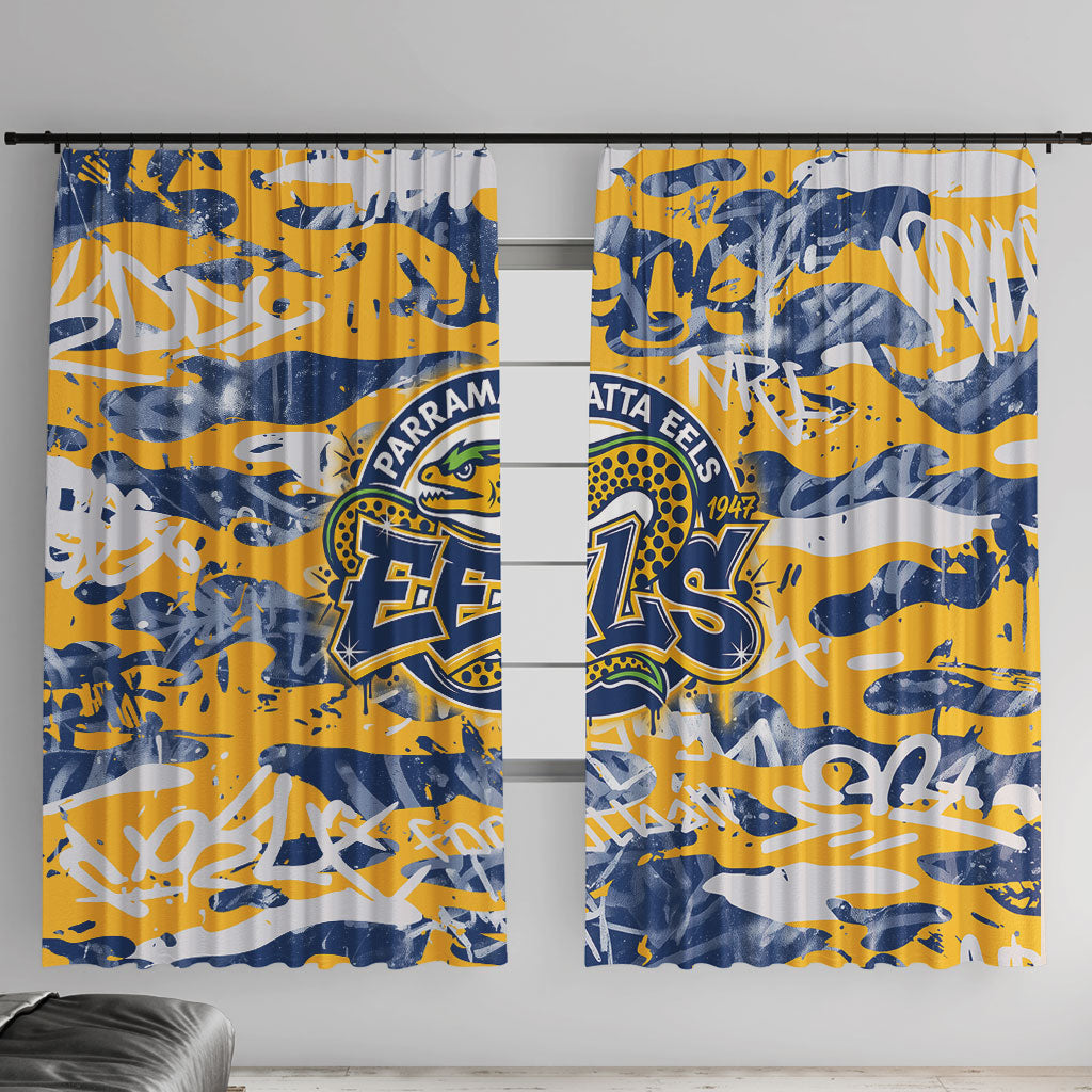 Parramatta Eels Rugby Window Curtain Graffiti Typography Urban Camo Abstract Street Style