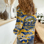 Parramatta Eels Rugby Women Casual Shirt Graffiti Typography Urban Camo Abstract Street Style