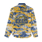 Parramatta Eels Rugby Women Casual Shirt Graffiti Typography Urban Camo Abstract Street Style