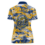 Parramatta Eels Rugby Women Polo Shirt Graffiti Typography Urban Camo Abstract Street Style