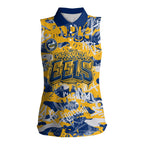 Parramatta Eels Rugby Women Sleeveless Polo Shirt Graffiti Typography Urban Camo Abstract Street Style