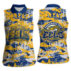 Parramatta Eels Rugby Women Sleeveless Polo Shirt Graffiti Typography Urban Camo Abstract Street Style