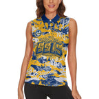 Parramatta Eels Rugby Women Sleeveless Polo Shirt Graffiti Typography Urban Camo Abstract Street Style