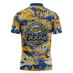 Parramatta Eels Rugby Zipper Polo Shirt Graffiti Typography Urban Camo Abstract Street Style