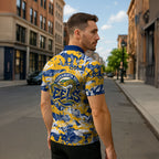 Parramatta Eels Rugby Zipper Polo Shirt Graffiti Typography Urban Camo Abstract Street Style
