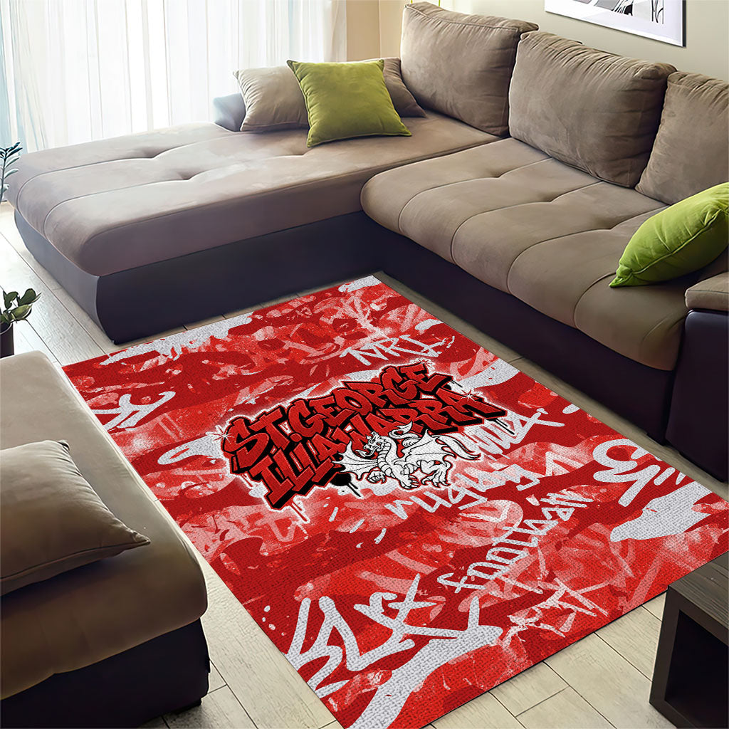 St. George Illawarra Dragons Rugby Area Rug Graffiti Typography Urban Camo Abstract Street Style