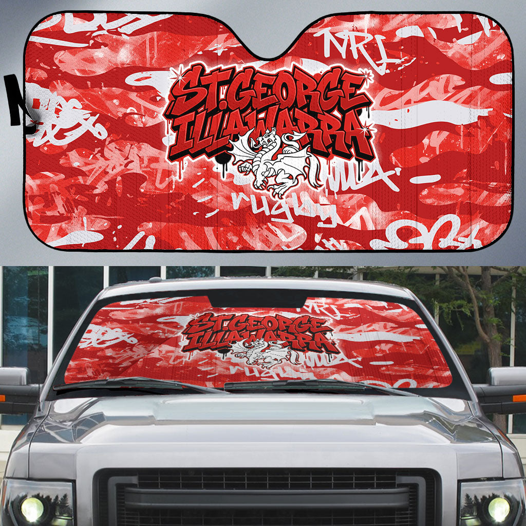 St. George Illawarra Dragons Rugby Auto Sun Shade Graffiti Typography Urban Camo Abstract Street Style