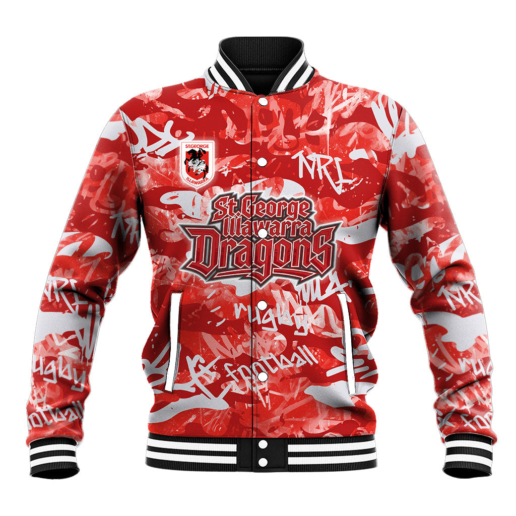 St. George Illawarra Dragons Rugby Baseball Jacket Graffiti Typography Urban Camo Abstract Street Style
