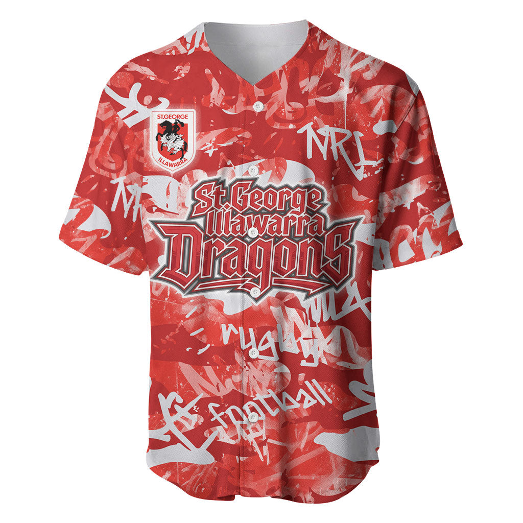St. George Illawarra Dragons Rugby Baseball Jersey Graffiti Typography Urban Camo Abstract Street Style