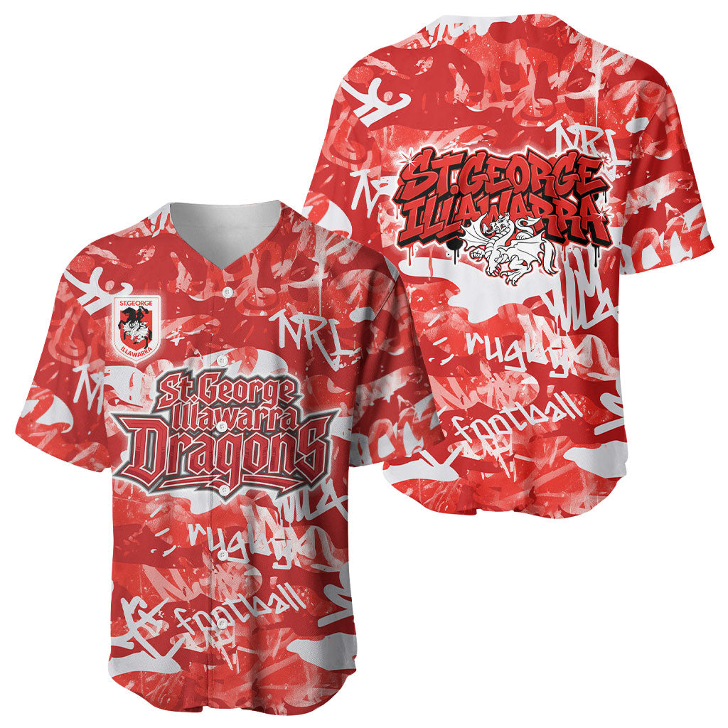 St. George Illawarra Dragons Rugby Baseball Jersey Graffiti Typography Urban Camo Abstract Street Style