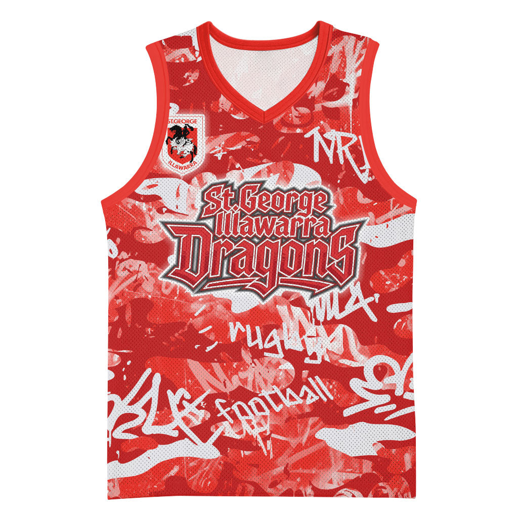 St. George Illawarra Dragons Rugby Basketball Jersey Graffiti Typography Urban Camo Abstract Street Style