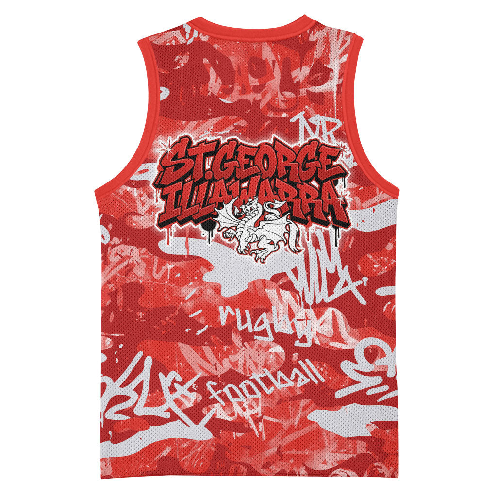 St. George Illawarra Dragons Rugby Basketball Jersey Graffiti Typography Urban Camo Abstract Street Style