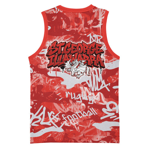St. George Illawarra Dragons Rugby Basketball Jersey Graffiti Typography Urban Camo Abstract Street Style