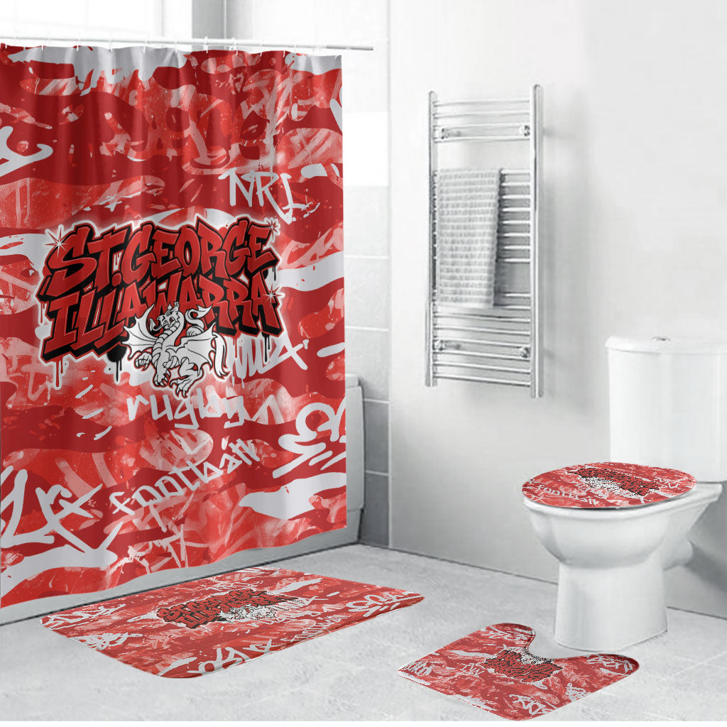 St. George Illawarra Dragons Rugby Bathroom Set Graffiti Typography Urban Camo Abstract Street Style