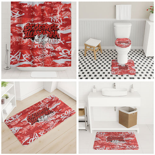 St. George Illawarra Dragons Rugby Bathroom Set Graffiti Typography Urban Camo Abstract Street Style