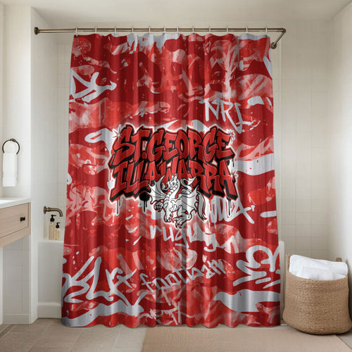 St. George Illawarra Dragons Rugby Bathroom Set Graffiti Typography Urban Camo Abstract Street Style
