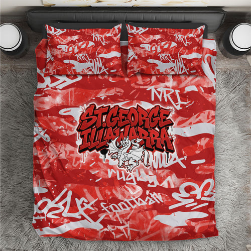 St. George Illawarra Dragons Rugby Bedding Set Graffiti Typography Urban Camo Abstract Street Style