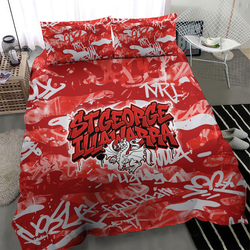 St. George Illawarra Dragons Rugby Bedding Set Graffiti Typography Urban Camo Abstract Street Style