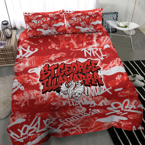 St. George Illawarra Dragons Rugby Bedding Set Graffiti Typography Urban Camo Abstract Street Style