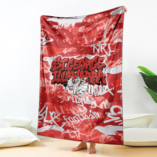 St. George Illawarra Dragons Rugby Blanket Graffiti Typography Urban Camo Abstract Street Style