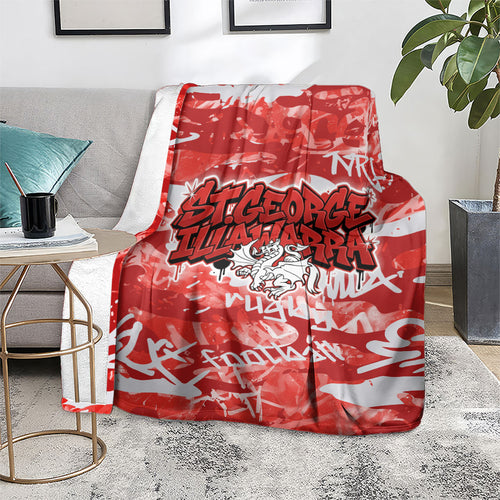 St. George Illawarra Dragons Rugby Blanket Graffiti Typography Urban Camo Abstract Street Style