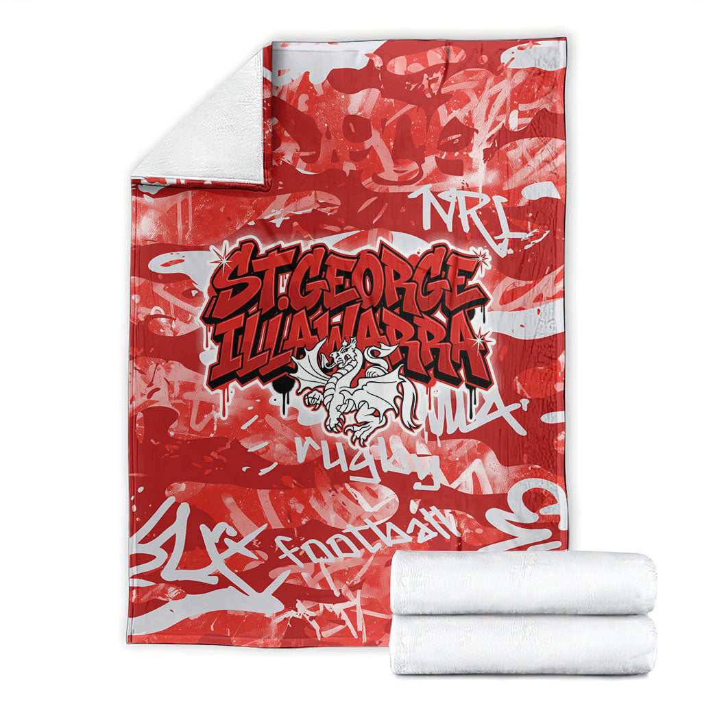 St. George Illawarra Dragons Rugby Blanket Graffiti Typography Urban Camo Abstract Street Style