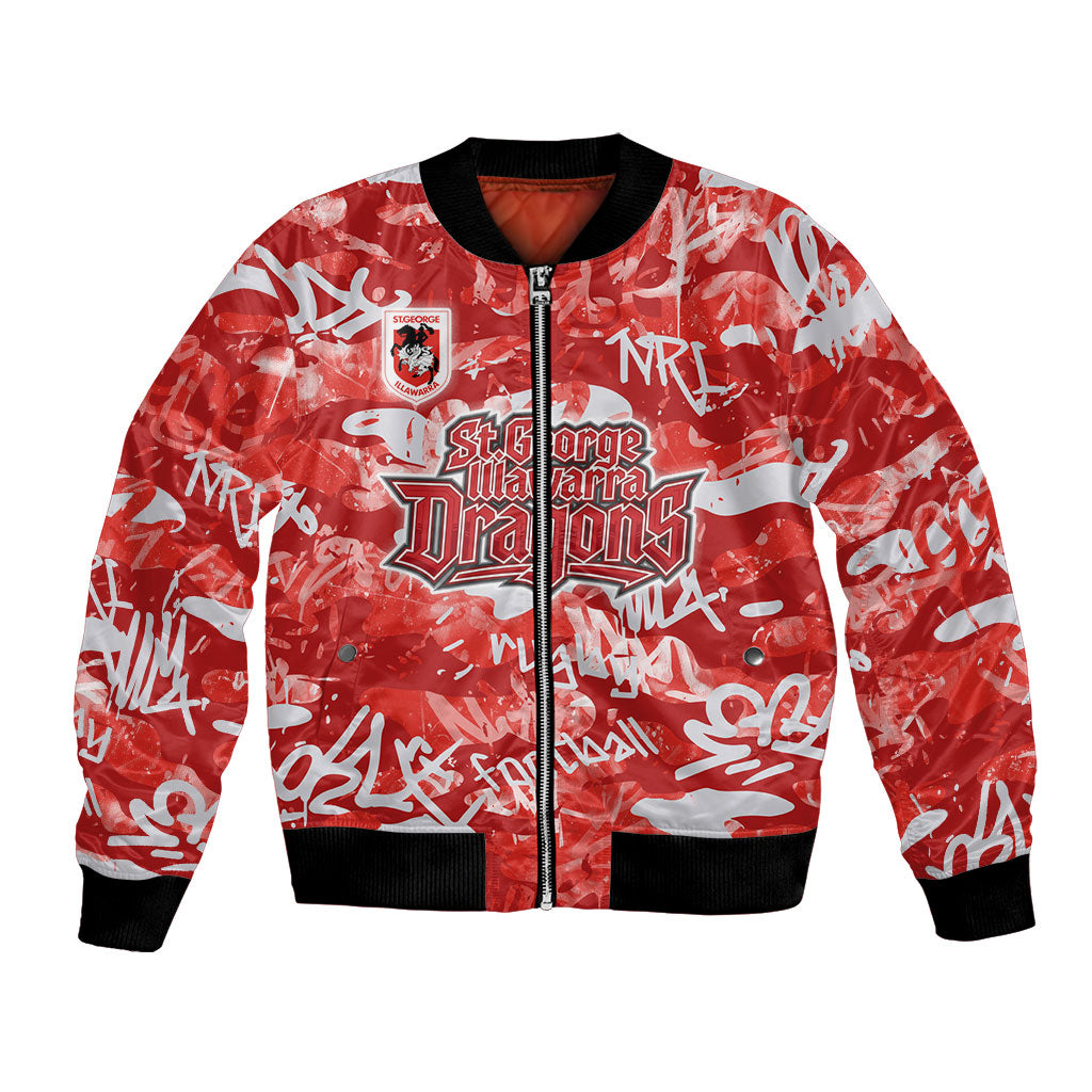 St. George Illawarra Dragons Rugby Bomber Jacket Graffiti Typography Urban Camo Abstract Street Style
