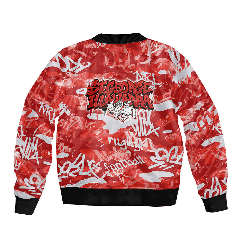 St. George Illawarra Dragons Rugby Bomber Jacket Graffiti Typography Urban Camo Abstract Street Style
