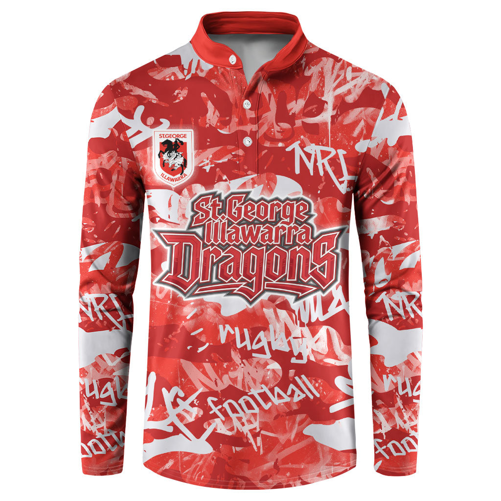 St. George Illawarra Dragons Rugby Button Sweatshirt Graffiti Typography Urban Camo Abstract Street Style