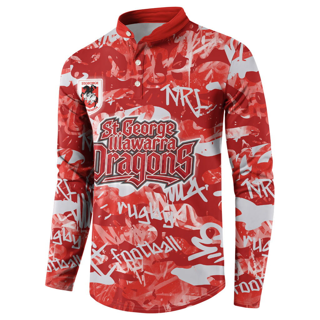 St. George Illawarra Dragons Rugby Button Sweatshirt Graffiti Typography Urban Camo Abstract Street Style