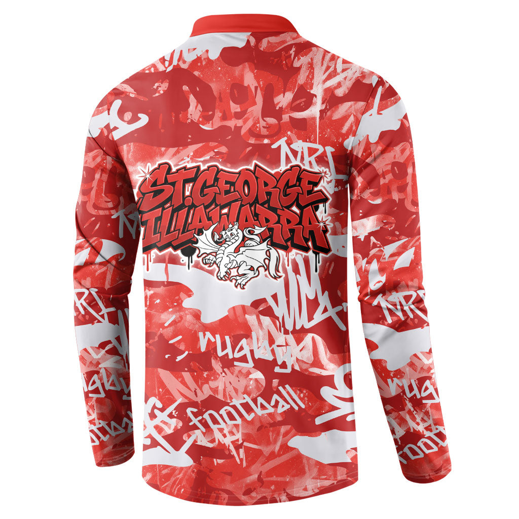 St. George Illawarra Dragons Rugby Button Sweatshirt Graffiti Typography Urban Camo Abstract Street Style