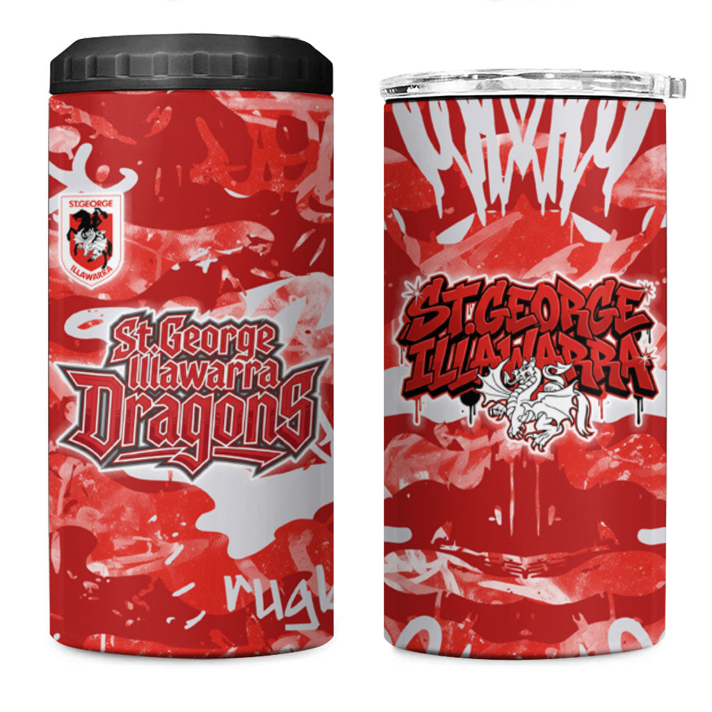 St. George Illawarra Dragons Rugby 4 in 1 Can Cooler Tumbler Graffiti Typography Urban Camo Abstract Street Style