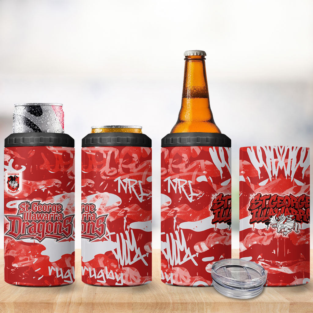 St. George Illawarra Dragons Rugby 4 in 1 Can Cooler Tumbler Graffiti Typography Urban Camo Abstract Street Style