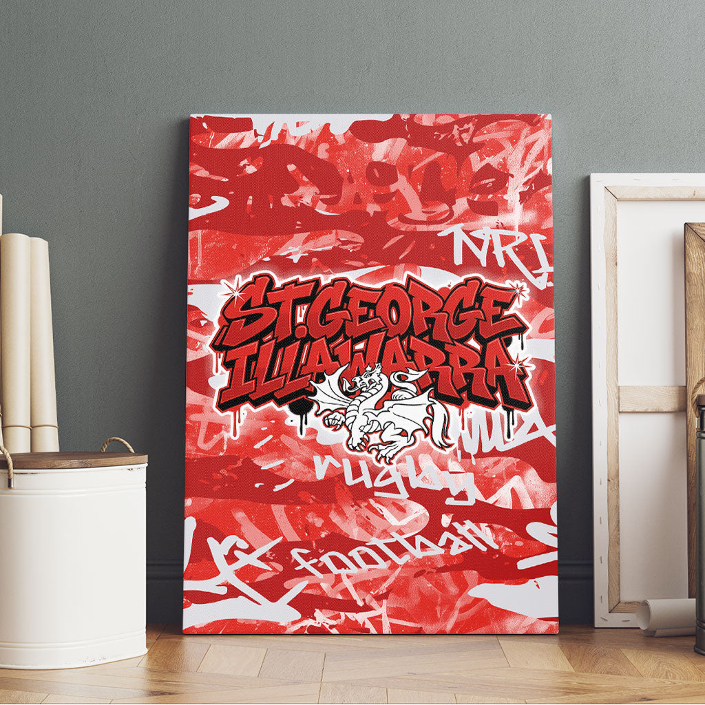 St. George Illawarra Dragons Rugby Canvas Wall Art Graffiti Typography Urban Camo Abstract Street Style