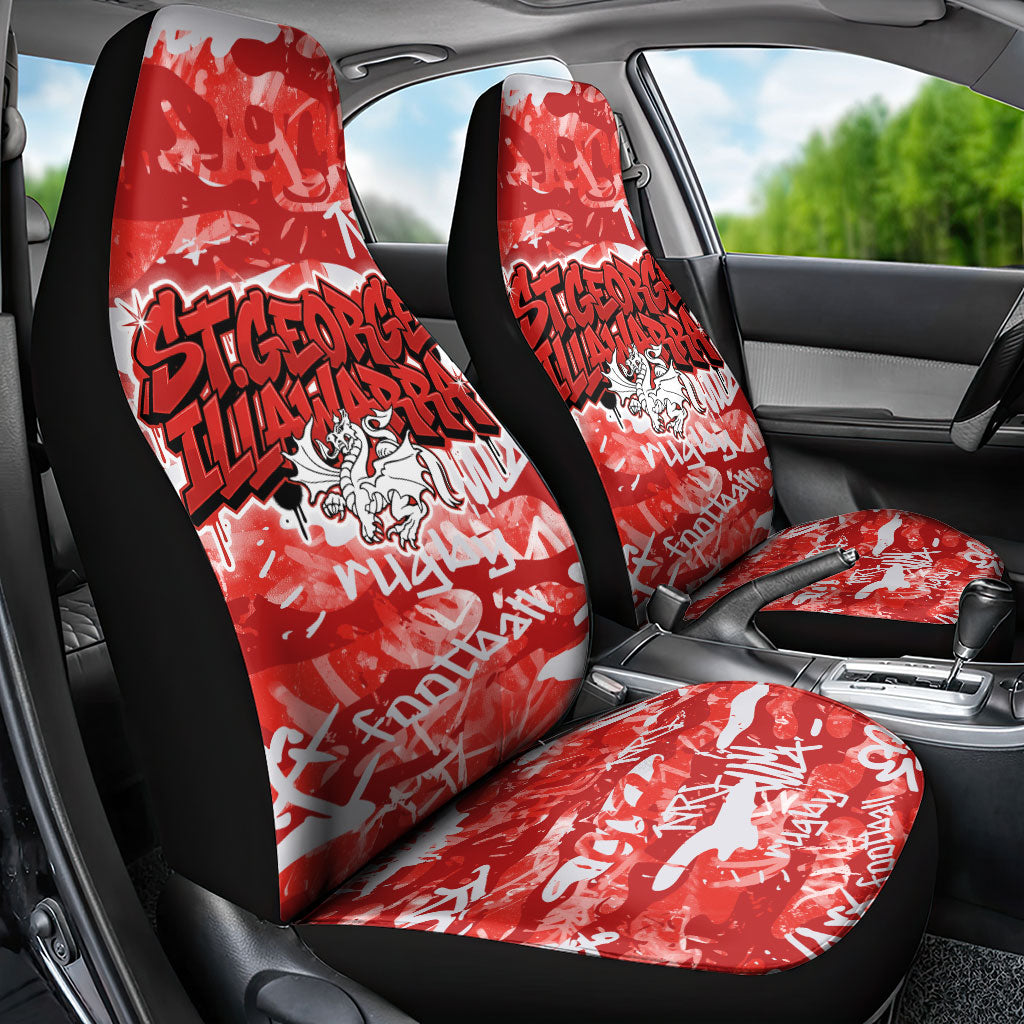 St. George Illawarra Dragons Rugby Car Seat Cover Graffiti Typography Urban Camo Abstract Street Style