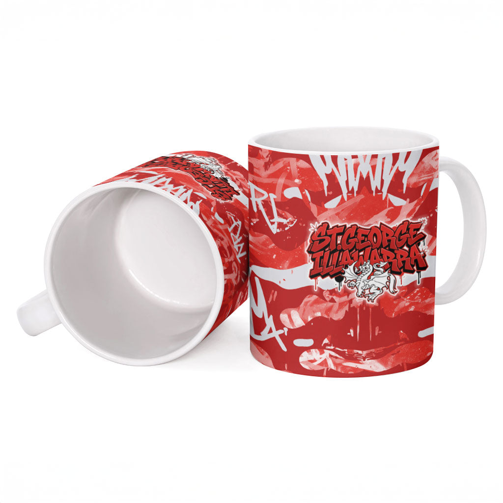St. George Illawarra Dragons Rugby Ceramic Mug Graffiti Typography Urban Camo Abstract Street Style
