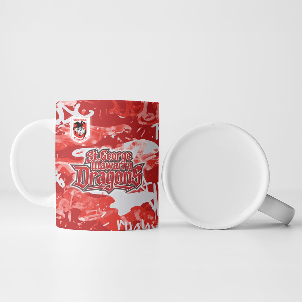 St. George Illawarra Dragons Rugby Ceramic Mug Graffiti Typography Urban Camo Abstract Street Style
