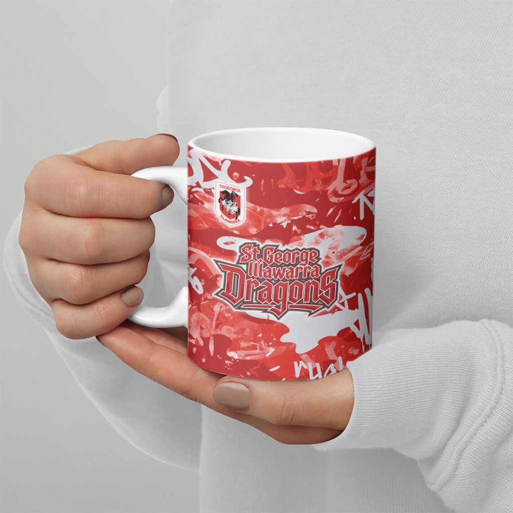 St. George Illawarra Dragons Rugby Ceramic Mug Graffiti Typography Urban Camo Abstract Street Style