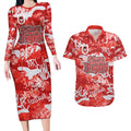 St. George Illawarra Dragons Rugby Couples Matching Long Sleeve Bodycon Dress and Hawaiian Shirt Graffiti Typography Urban Camo Abstract Street Style