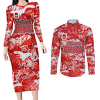 St. George Illawarra Dragons Rugby Couples Matching Long Sleeve Bodycon Dress and Long Sleeve Button Shirt Graffiti Typography Urban Camo Abstract Street Style