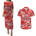 St. George Illawarra Dragons Rugby Couples Matching Puletasi and Hawaiian Shirt Graffiti Typography Urban Camo Abstract Street Style