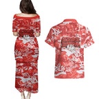 St. George Illawarra Dragons Rugby Couples Matching Puletasi and Hawaiian Shirt Graffiti Typography Urban Camo Abstract Street Style