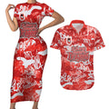St. George Illawarra Dragons Rugby Couples Matching Short Sleeve Bodycon Dress and Hawaiian Shirt Graffiti Typography Urban Camo Abstract Street Style