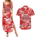 St. George Illawarra Dragons Rugby Couples Matching Summer Maxi Dress and Hawaiian Shirt Graffiti Typography Urban Camo Abstract Street Style